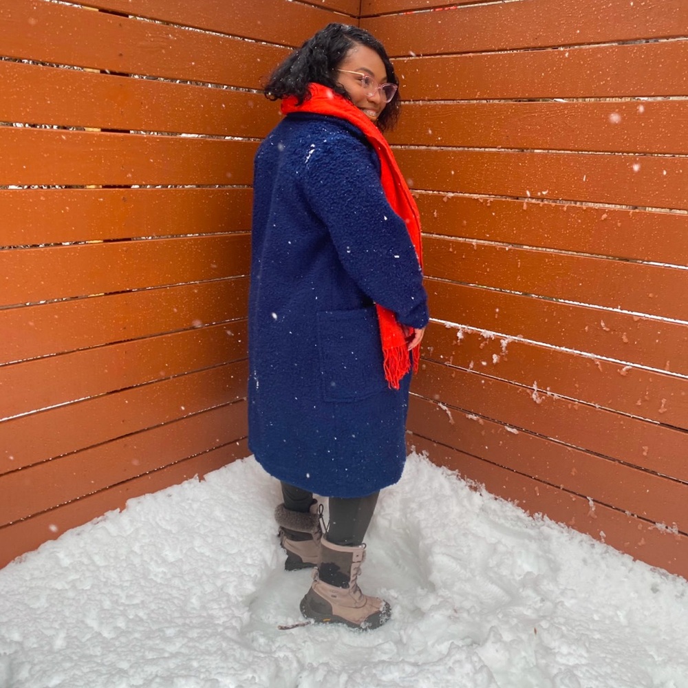ASOS Women’s Curve (Plus size) Navy Teddy Coat (Midi)